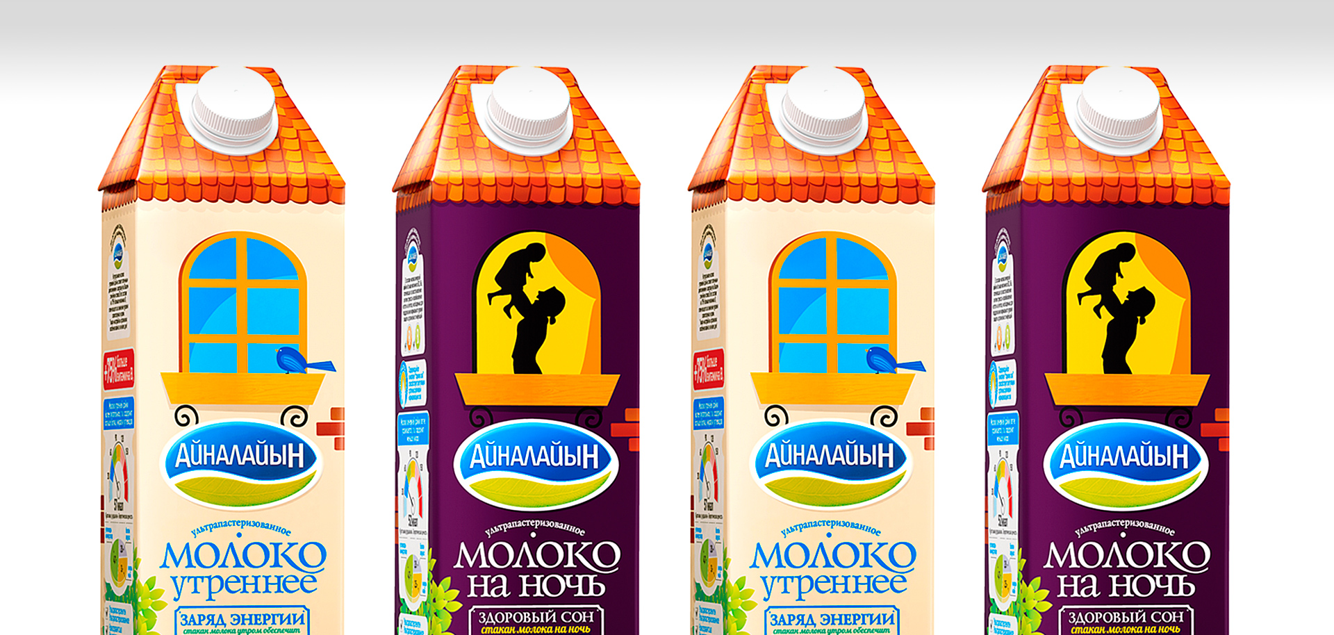 Дизайн упаковки молока Айналайын Ночное Дневное